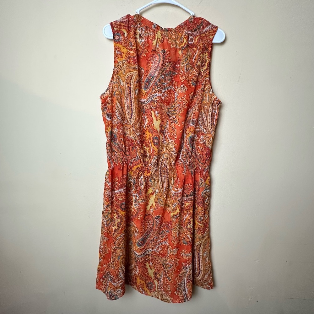 Lauren Ralph Lauren Split Neck Sheer Sleeveless Paisley Blouson Beach Dress 16 - Picture 5 of 11